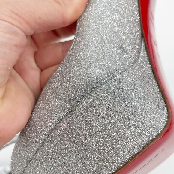 Christian Louboutin Silver Glitter Movida Jane Platform Mary Jane Pump EU 38.5 - Picture 12 of 15